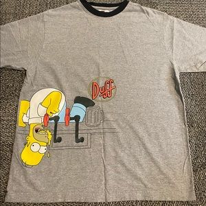 Vintage Mens The Simpsons M Ringer T-Shirt Homer Duff 2002